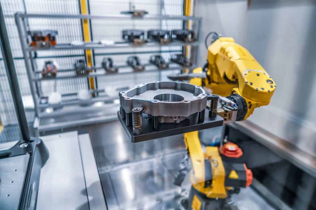 Industrial Robot Loading a CNC Machine